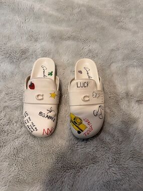 Women’s White Graphic Slip-On Clogs